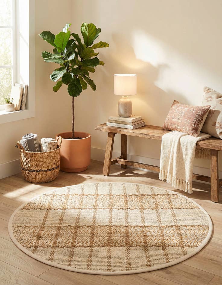 Detail image of 3' 1 x 3' 1  Hand Braided Laurel Handwoven Jute Round Rug