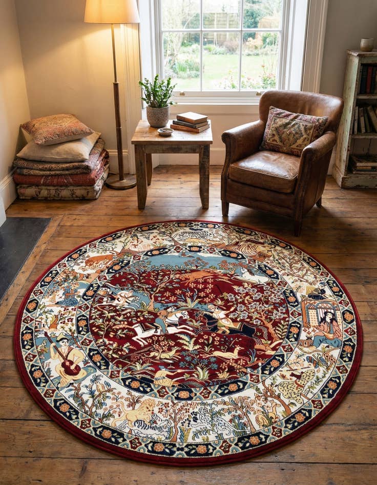 Detail image of  5' 3 x 5' 3 Nain Design Round Rug