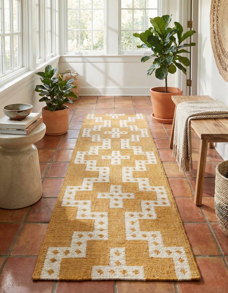 Detail image of 2' x 8' Hand Woven Kilim Wool Runner Rug