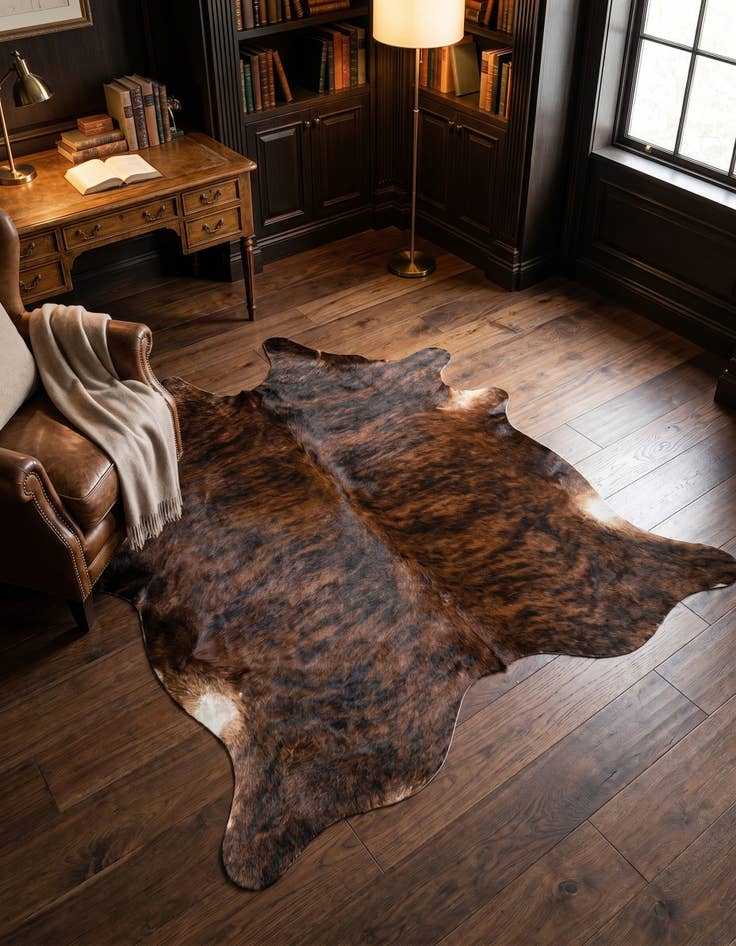 Detail image of 6' 3 x 6' 3 Cowhide Leather Square Rug