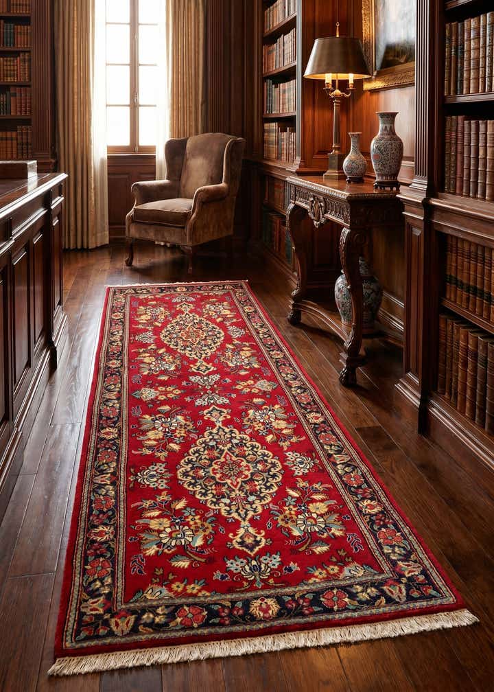 2' 9 x 6' 7 Hand Knotted Qom Persian Runner Rug