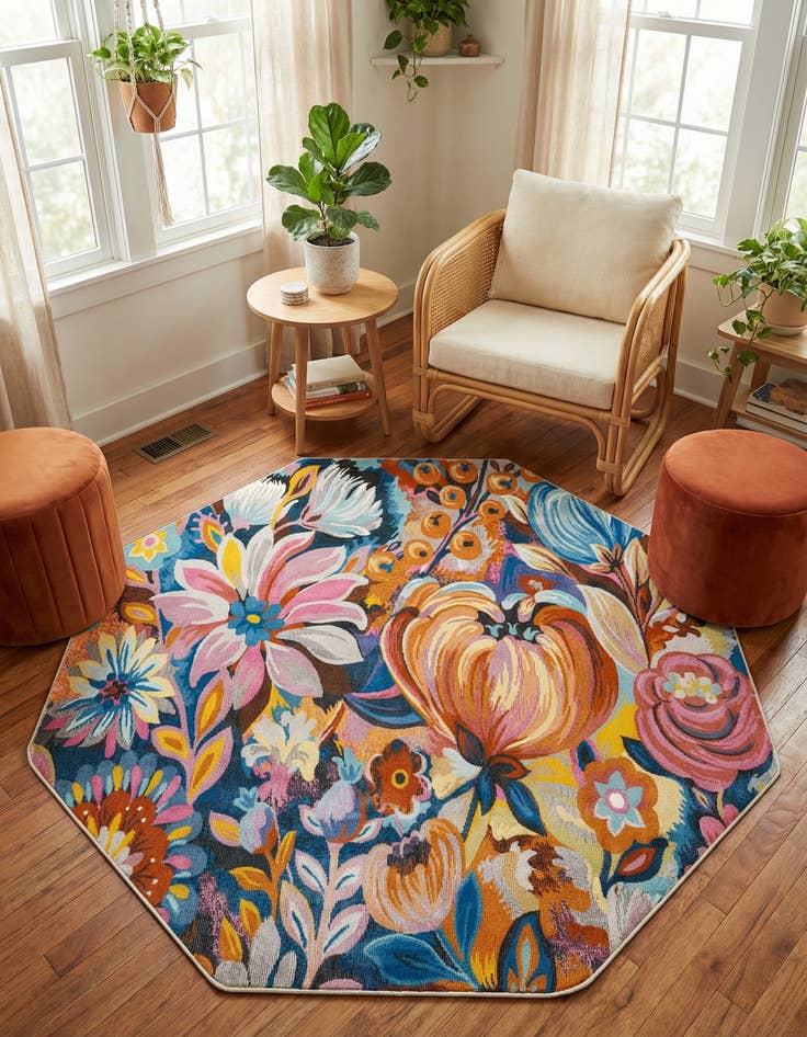 Detail image of 6' x 6' Blossom Octagon Rug