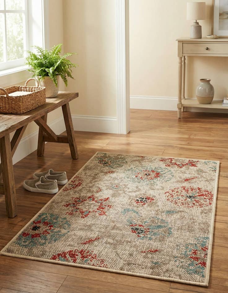 Detail image of 2' x 3' Washable Botanical Indoor / Outdoor Rug