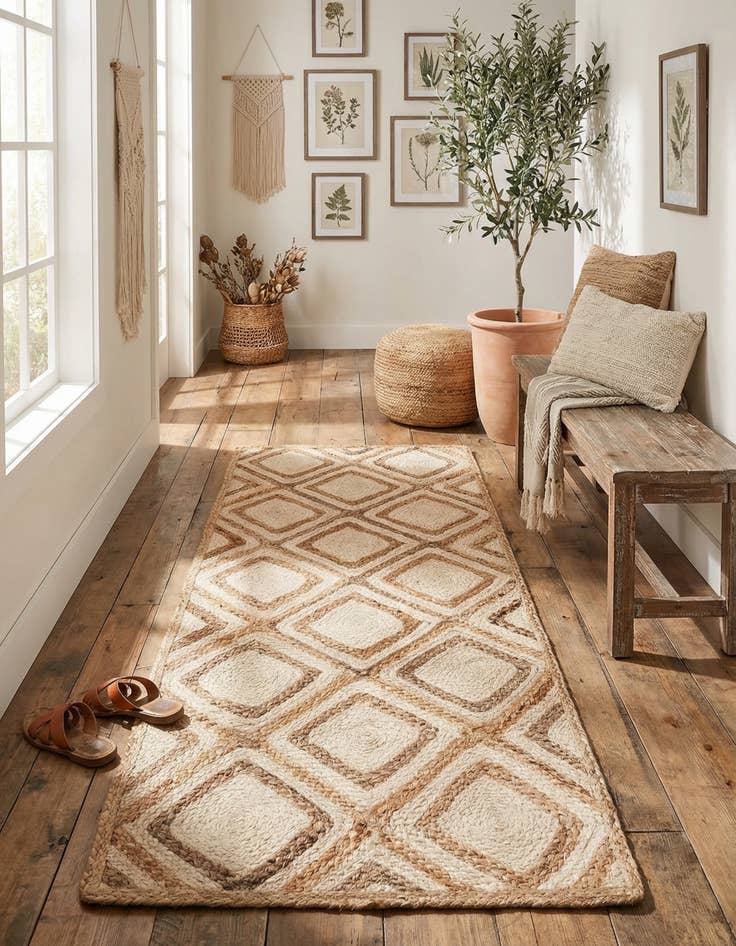 Detail image of 2' 7 x 6' 1 Handmade Braided Jute Runner Rug