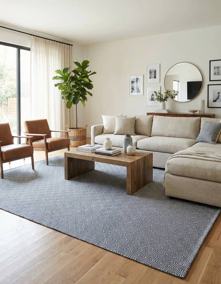 Detail image of 10' x 14' 1  Hand Woven Geo Trellis Flatweave Rug