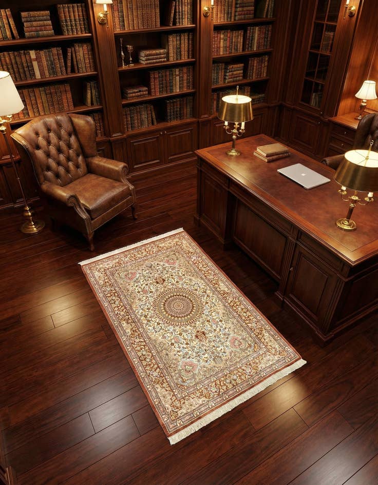 Detail image of 2' 7 x 4' 1 Ghom Silk Rug