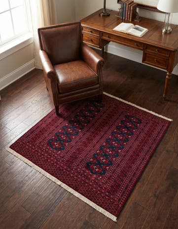 4' x 4' Hand Knotted Bokhara Oriental Wool Square Rug