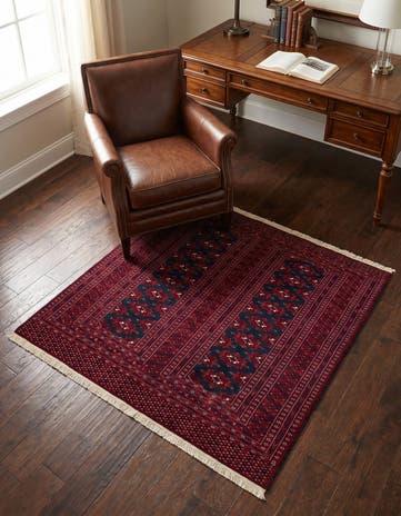4' x 4' Hand Knotted Bokhara Oriental Wool Square Rug