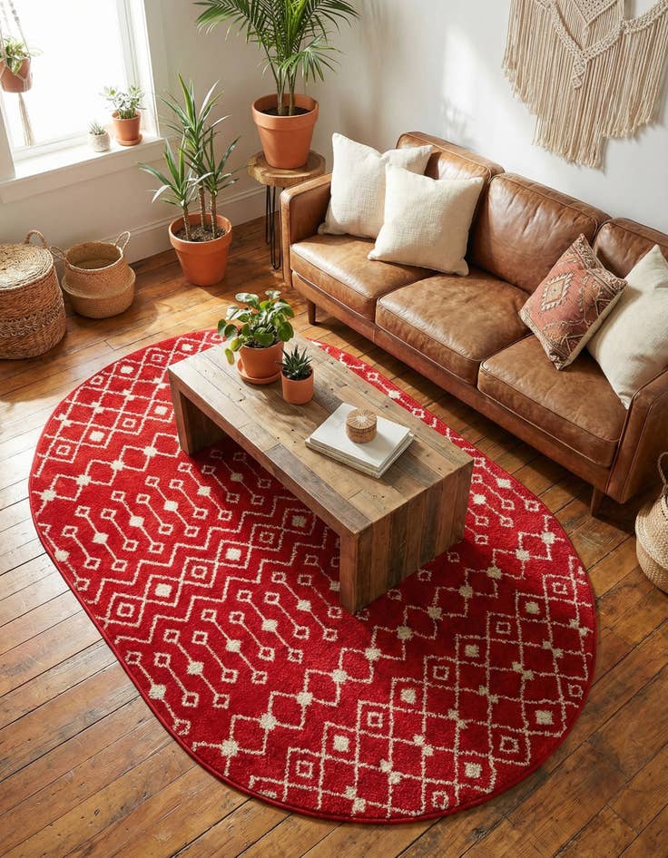 Detail image of 4' x 6' Moroccan Trellis Oval Rug