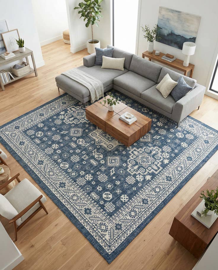 Detail image of 10' x 10' Easy-Clean Aztec Indoor / Outdoor Square Rug