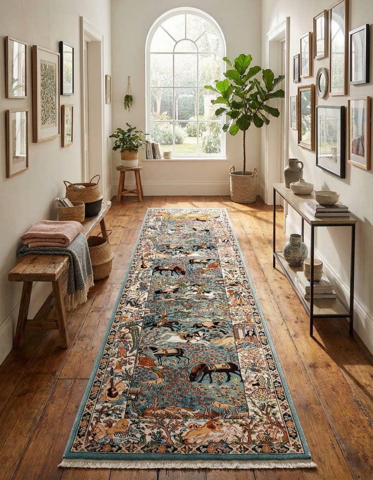 Detail image of  2' 7 x 9' Nain Design Runner Rug