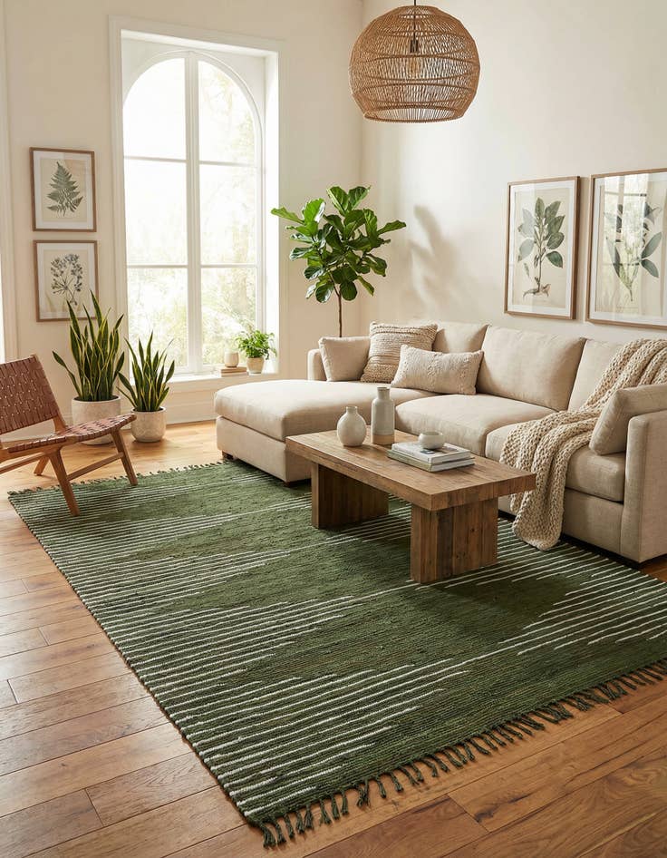 Detail image of 7' 1 x 10'  Hand Woven Chindi Cotton Rug