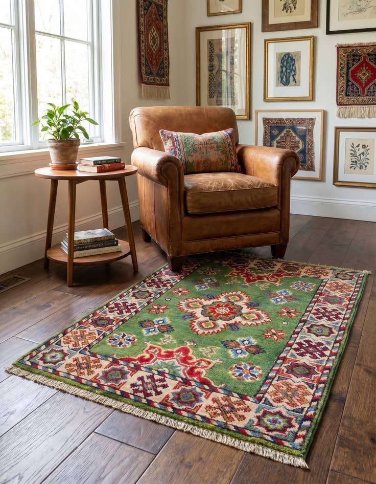 Detail image of 2' 1 x 2' 11 Hand Knotted Kazak Rug