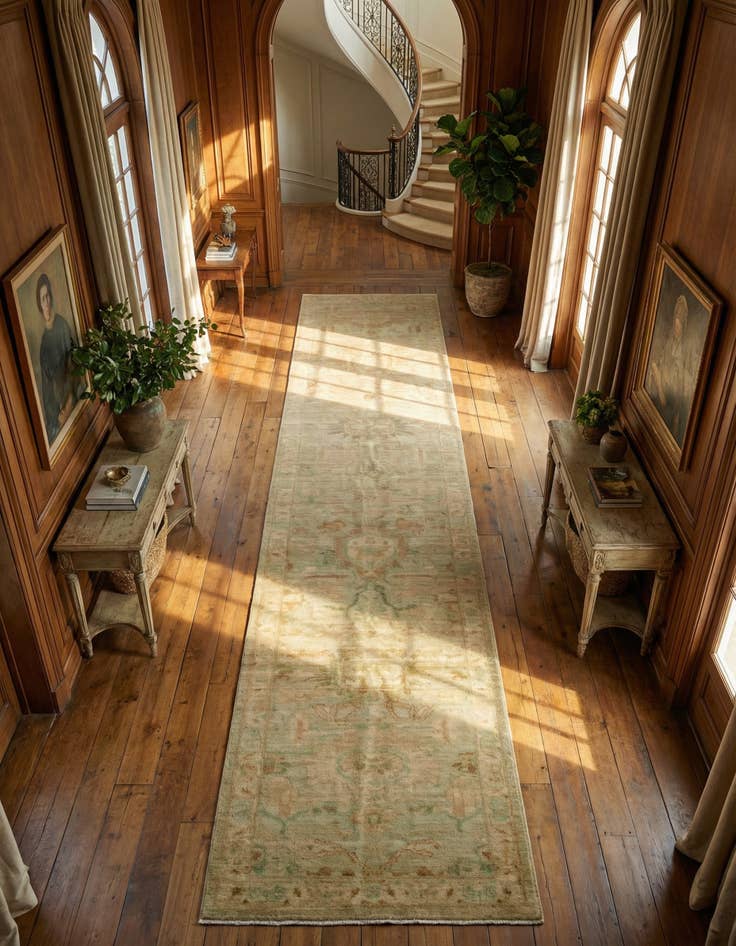 Detail image of 2' 9 x 13' 8 Hand Knotted Oushak Wool Runner Rug