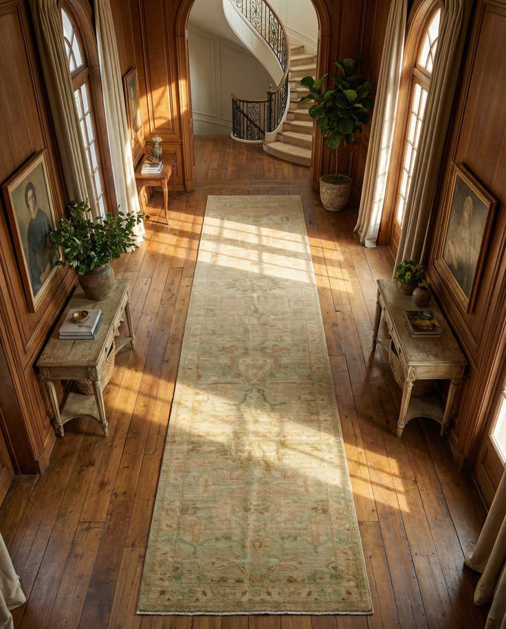 Detail image of 2' 9 x 13' 8 Hand Knotted Oushak Wool Runner Rug