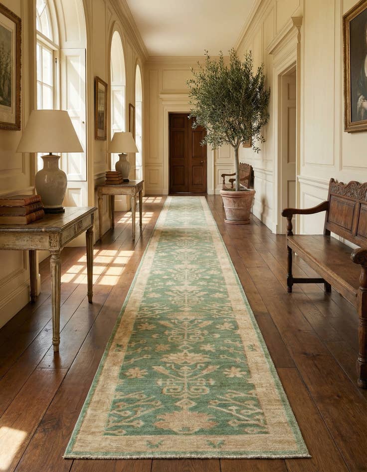 Detail image of 2' 11 x 11' 7 Hand Knotted Oushak Wool Runner Rug