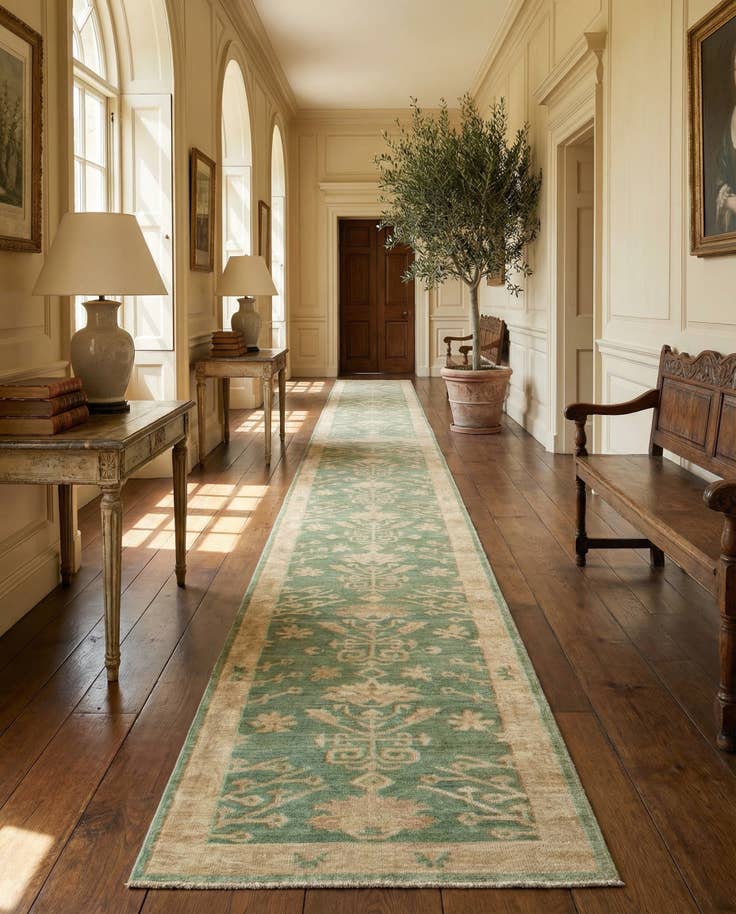 Detail image of 2' 11 x 11' 7 Hand Knotted Oushak Wool Runner Rug