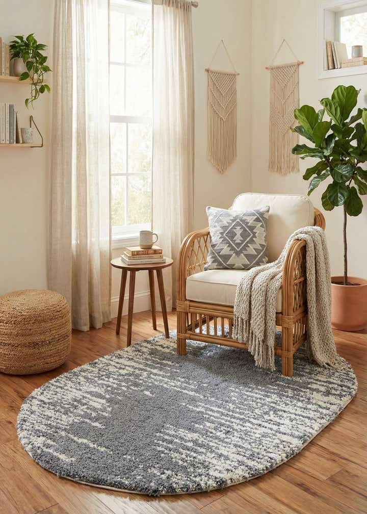 5' 3 x 8' Serenity Shag Oval Rug
