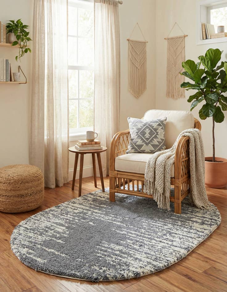 Detail image of 5' 3 x 8' Serenity Shag Oval Rug