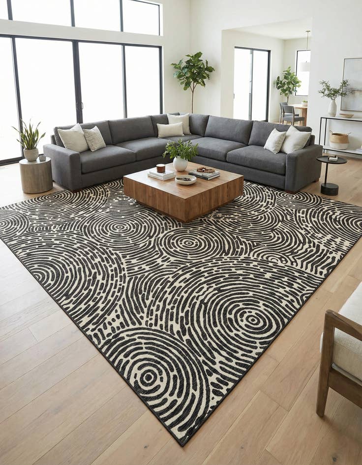 Detail image of  12' x 12'  Washable Modern Indoor / Outdoor Square Rug