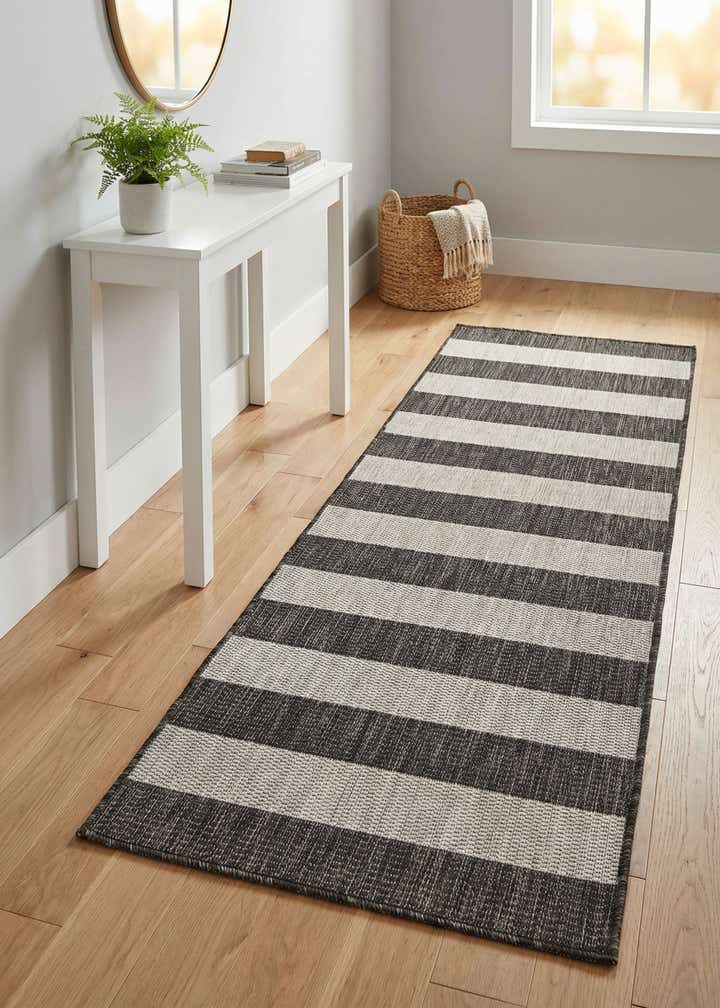 2' x 6' Easy-Clean Striped Indoor / Outdoor Runner Rug