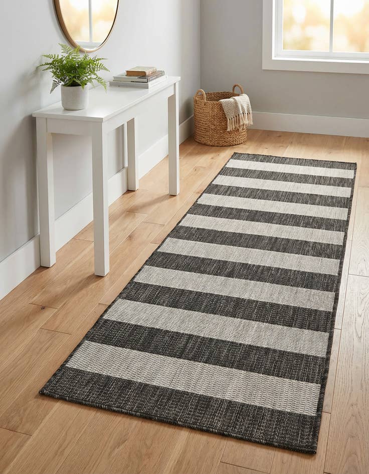 Detail image of 2' x 6' Easy-Clean Striped Indoor / Outdoor Runner Rug