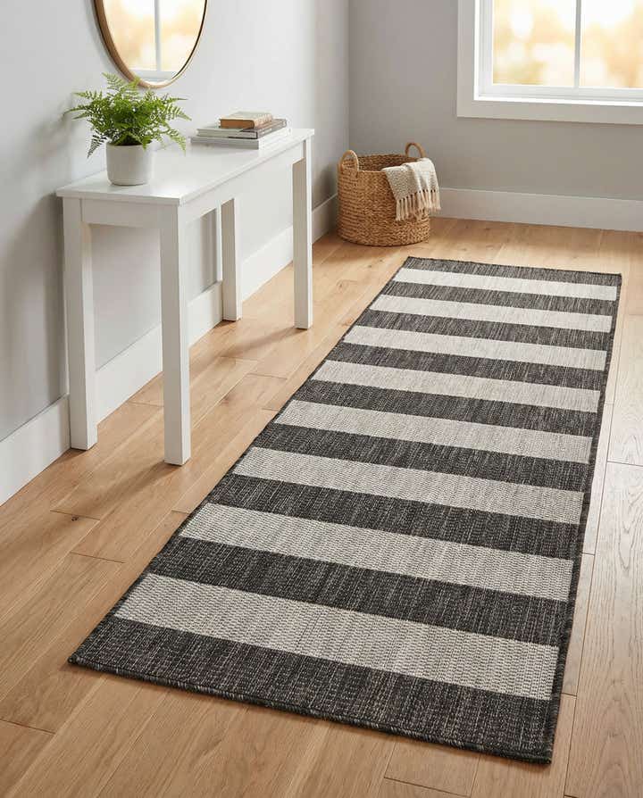 2' x 6' Easy-Clean Striped Indoor / Outdoor Runner Rug