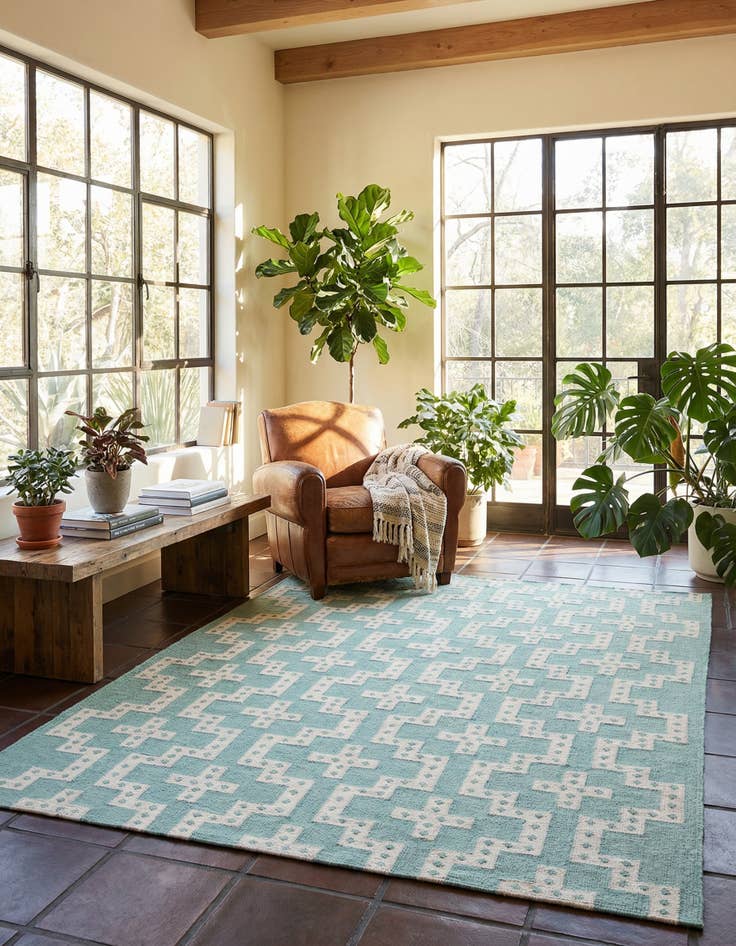 Detail image of  7' 10 x 10'  Hand Woven Kilim Wool Rug