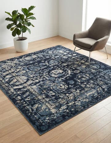 Blue Vista Square Rug