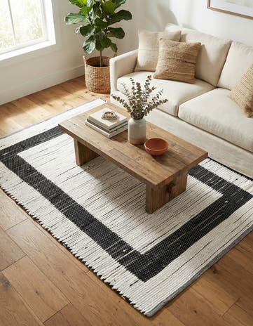 Black and White Hand Woven Chindi Jute Rug