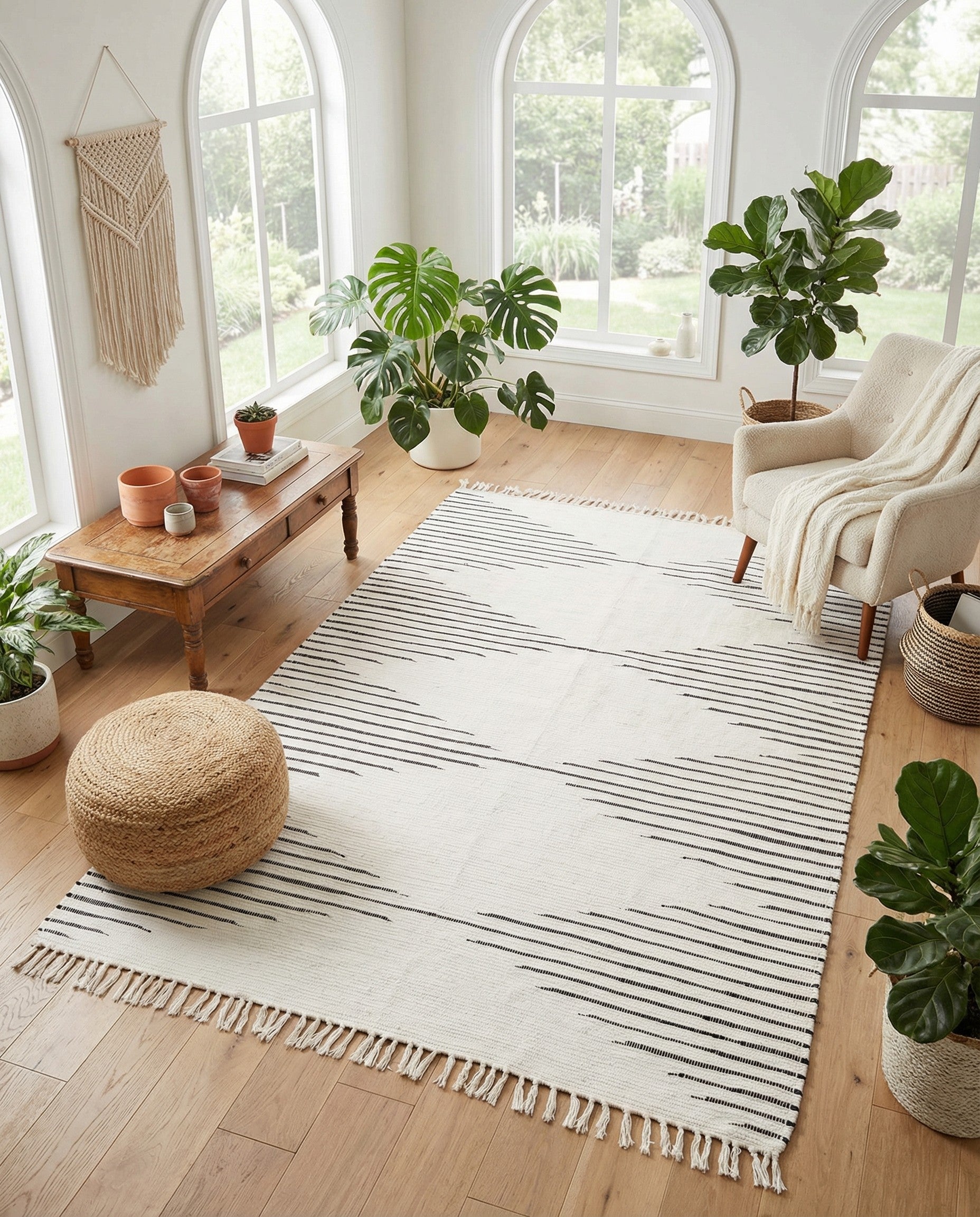White 6' 1 x 9' Hand Woven Chindi Cotton Rug | Rugs.com