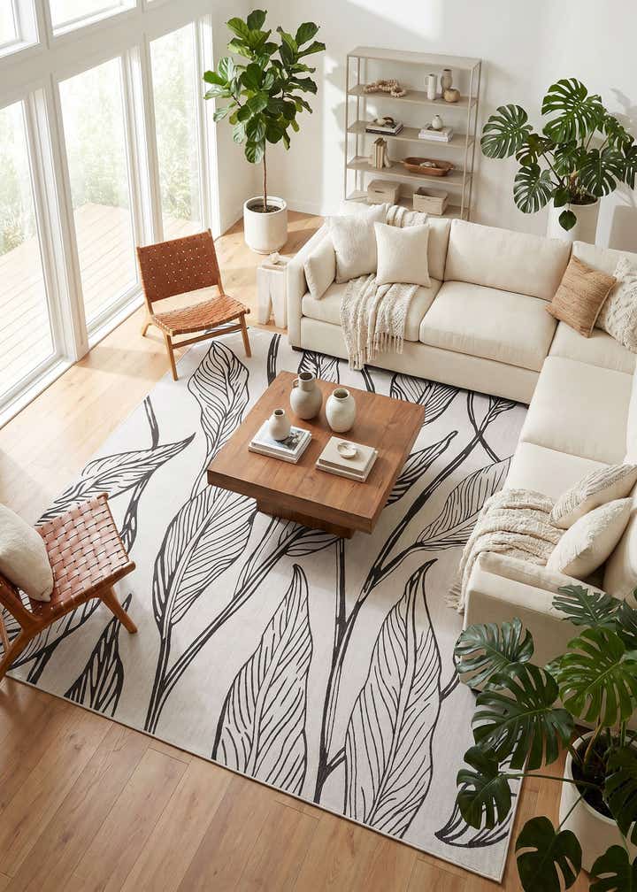 13' x 13' Easy-Clean Botanical Indoor / Outdoor Square Rug