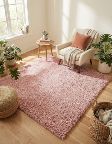 Pink Zermatt Shag Square Rug