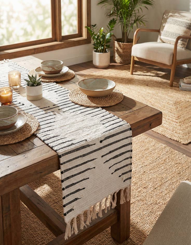 Detail image of 1' 2 x 4' Chindi Cotton Table Runner Rug