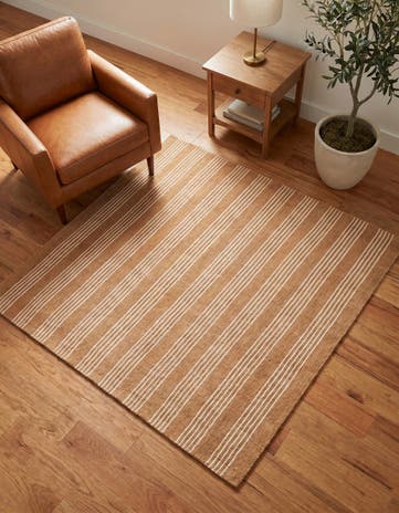 Latte Brown Jill Zarin Striped Wool Square Rug