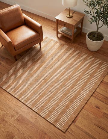 Latte Brown Jill Zarin Striped Wool Square Rug