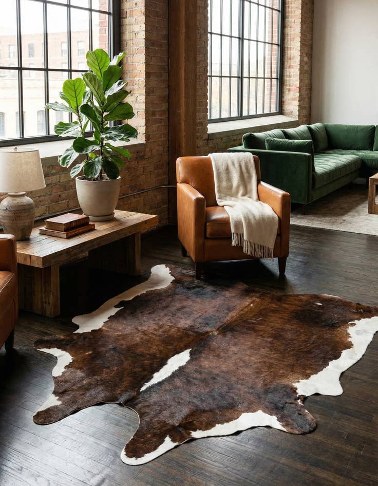 Detail image of 5' 1 x 6' 3 Cowhide Leather Rug