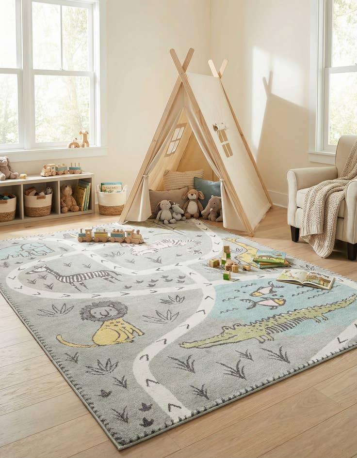 Detail image of 9' x 12' Animals Whimsy Kids Rug