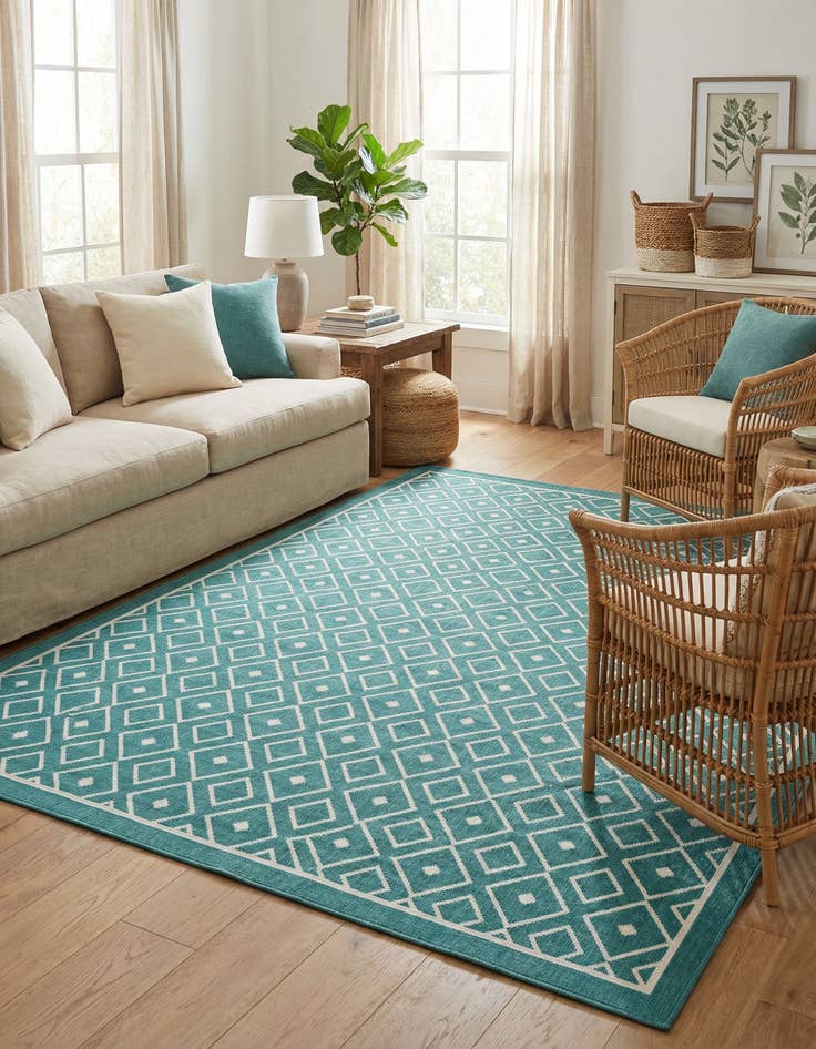 Detail image of 7' 10 x 10' Washable Lattice Indoor / Outdoor Rug