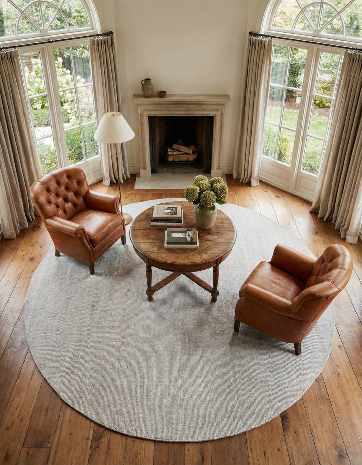 Detail image of 10' x 10'  Hand Woven Jill Zarin English Manor Farmhouse Wool Round Rug