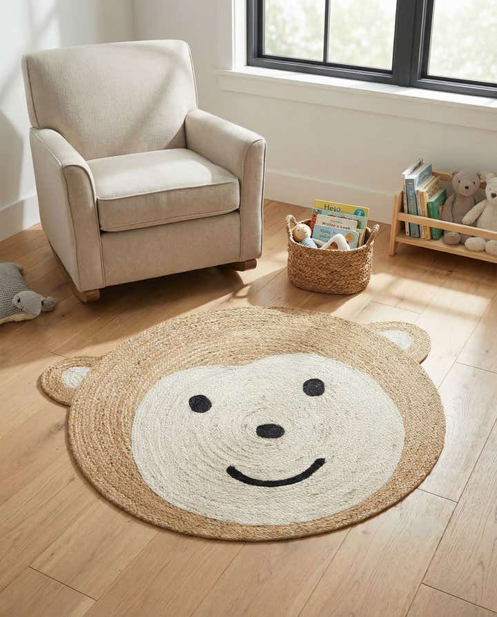 3' 1 x 3' 1 Hand Braided Kids Braided Jute Round Rug
