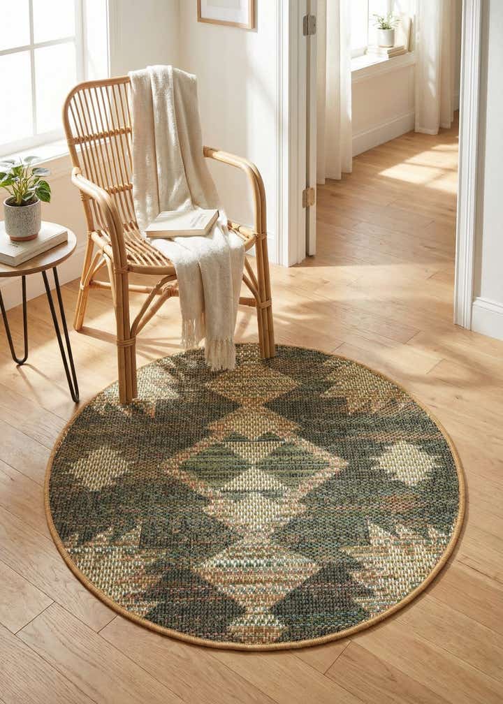 3' 3 x 3' 3 Easy-Clean Baja Indoor / Outdoor Round Rug