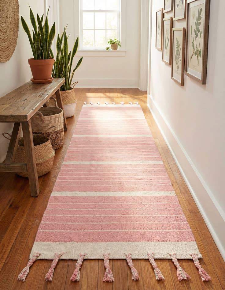 Detail image of 2' 7 x 10' Hand Woven Chindi Cotton Runner Rug