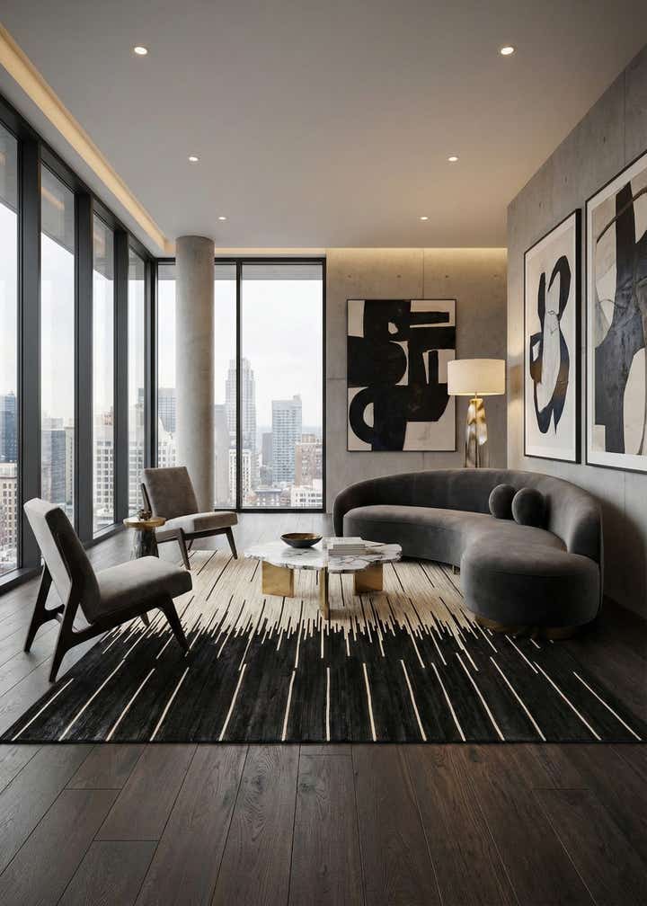 7' 10 x 10' Cowhide Leather Rug