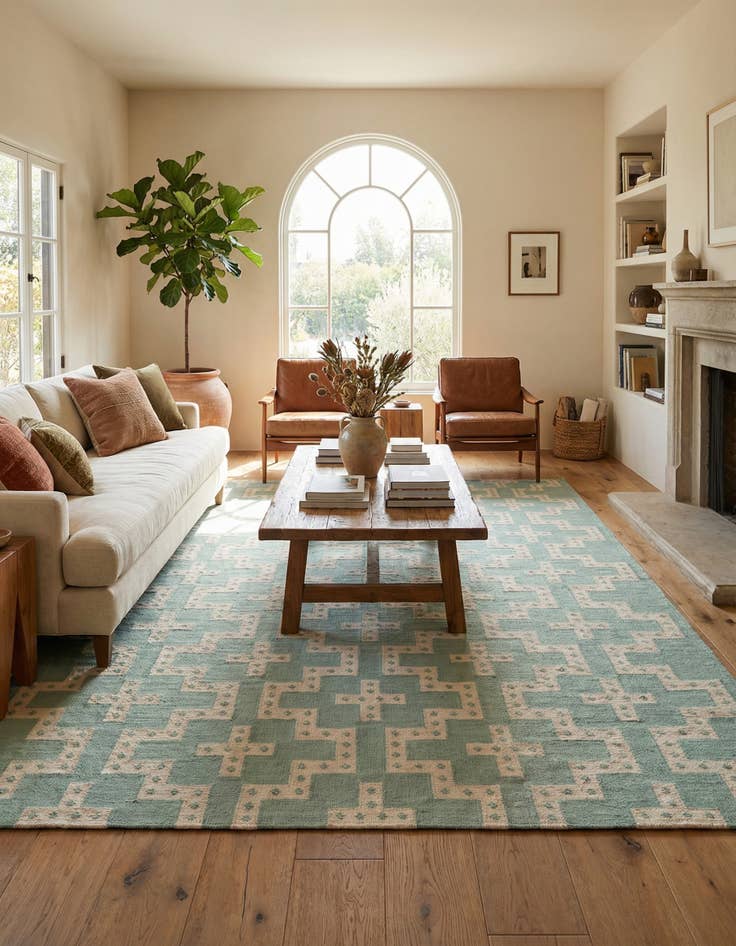 Detail image of 9' x 12' Hand Woven Kilim Wool Rug