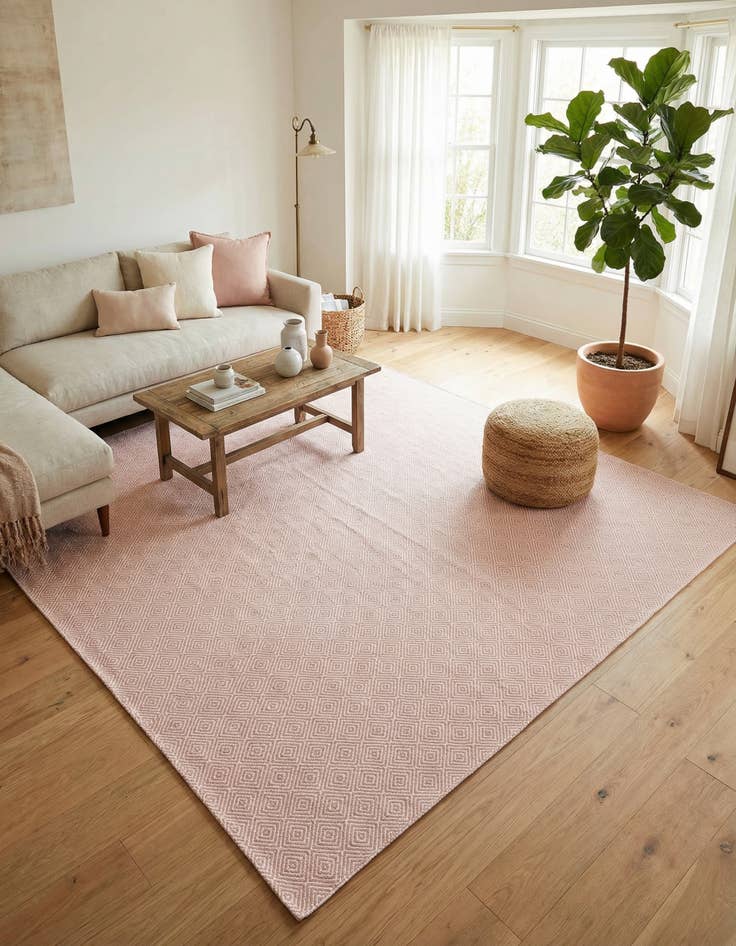 Detail image of  10' x 10'  Hand Woven Geo Trellis Flatweave Square Rug