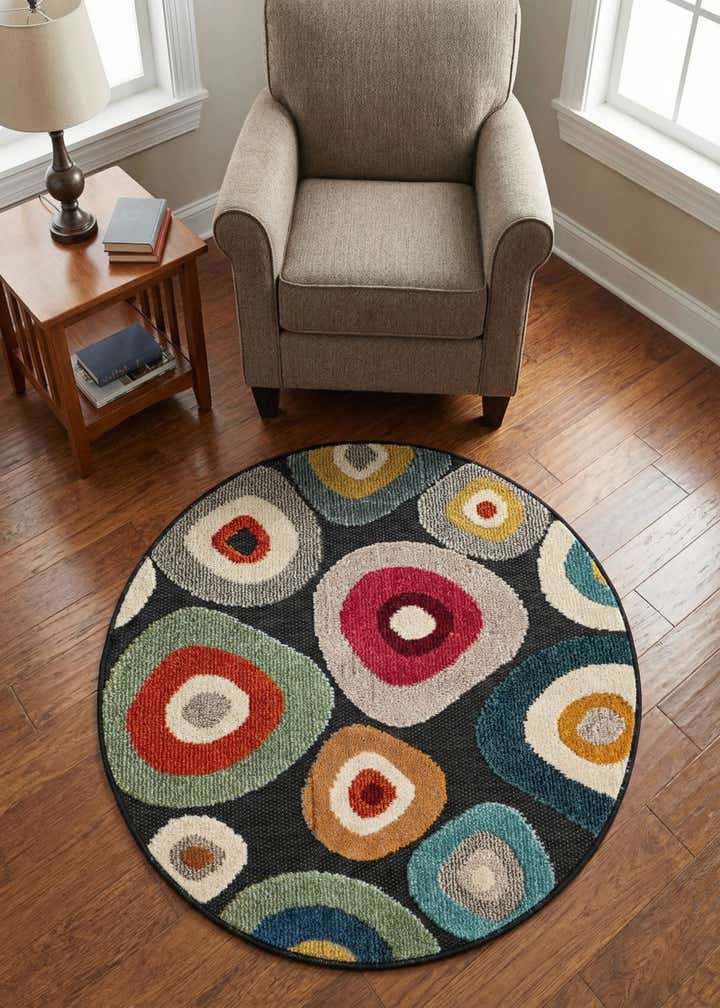 3' x 3' Easy-Clean Casablanca Indoor / Outdoor Round Rug
