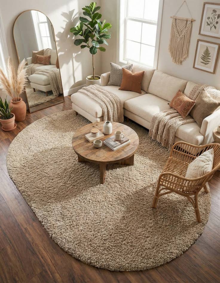 Detail image of 7' 10 x 10' Solid Shag Oval Rug