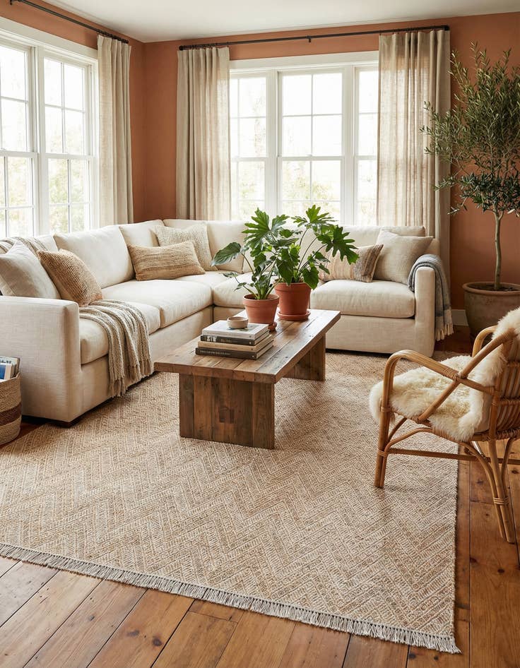 Detail image of 10' x 14' 1  Hand Braided Jute Rug