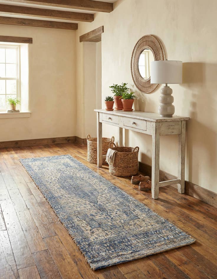 Detail image of 2' 2 x 8'  Hand Woven Chenille Jute Runner Rug